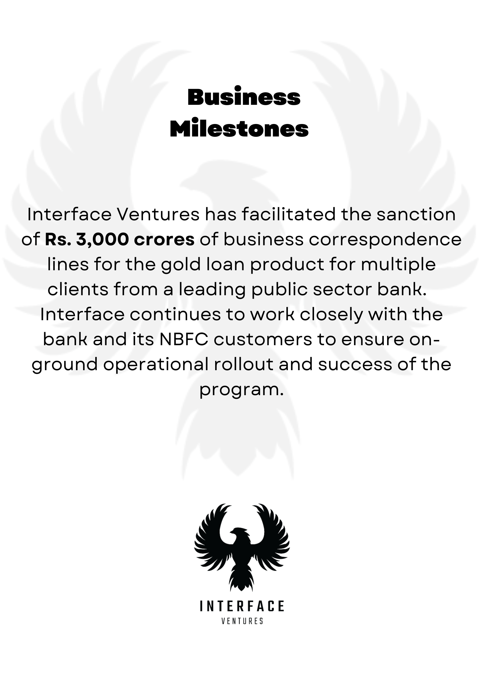 interface ventures milestones