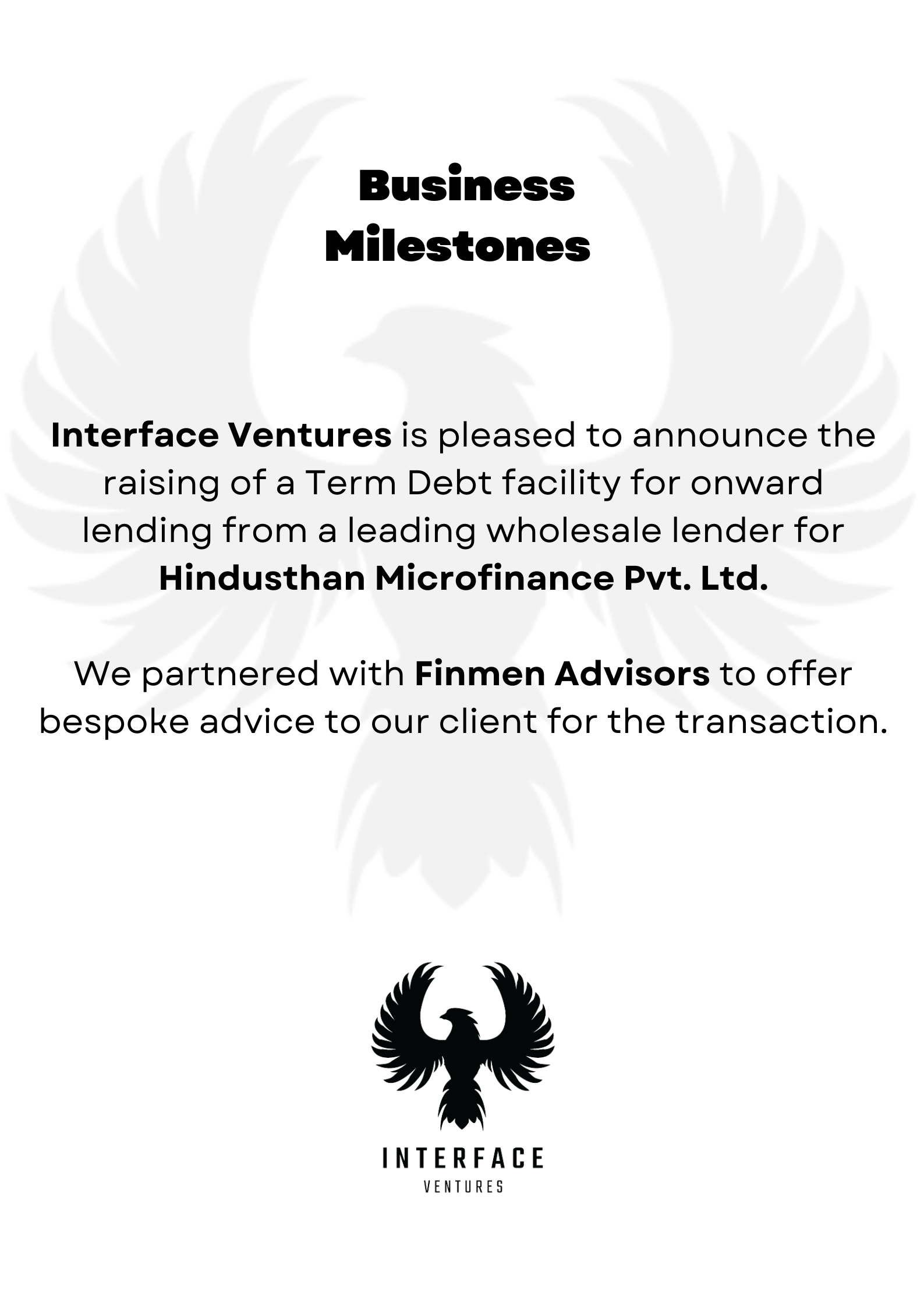 interface ventures milestones